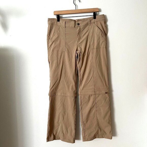 Prana Monarch Convertible Zip-Off Hiking Pants Tan Women's Size 14 - Picture 1 of 8
